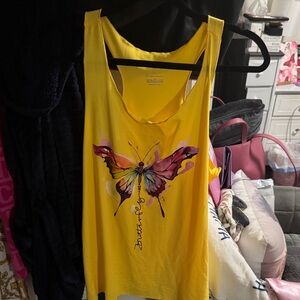 Yellow Tank Top with Butterfly Design